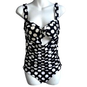 TopMelon Women's One Piece Polka Dot Swimsuit Black and White XL